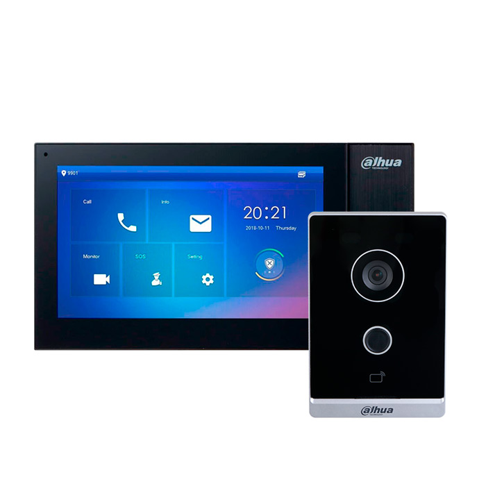Комплект відеодомофону Dahua DHI-VTH2421FB-P + DHI-VTO2211G-WP-S2